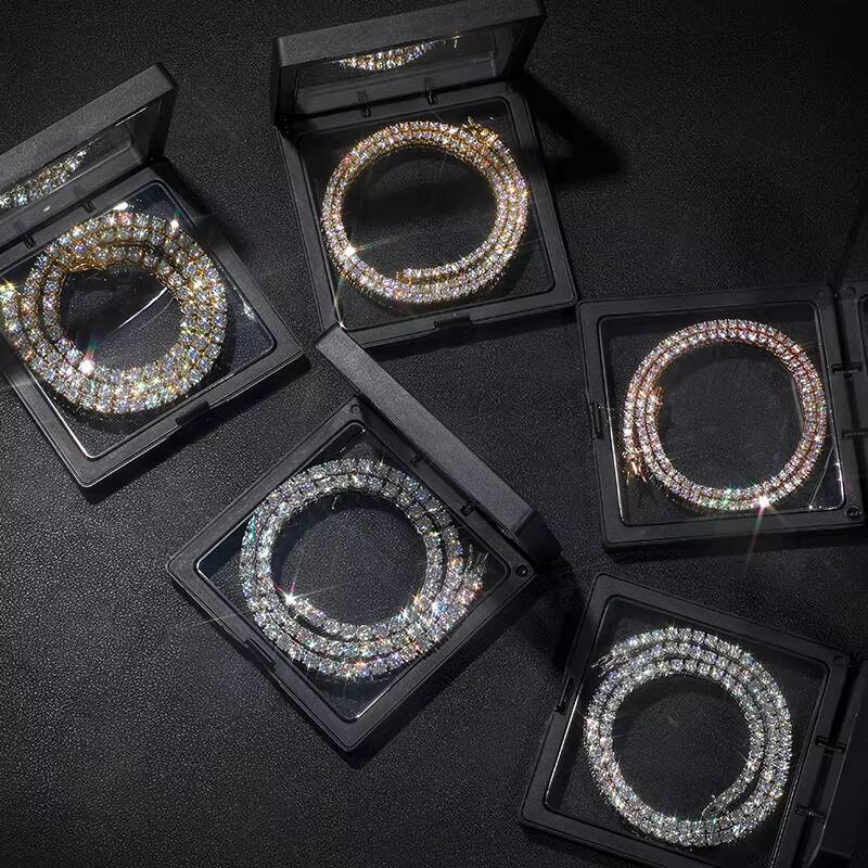 2025 Dropshiiping Hip Hop Jewelry Iced Out Women 5mm Pure Silver 925 Lab Grown Real Diamond Moissanite Tennis Chain Necklace