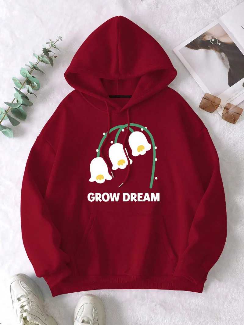 Grown Dream Beautiful Flower Printwomens Hoodies Loose Y2K Hoody Fleece Pocket Hoodie Autumn Multicolor Female SportswearZ250918