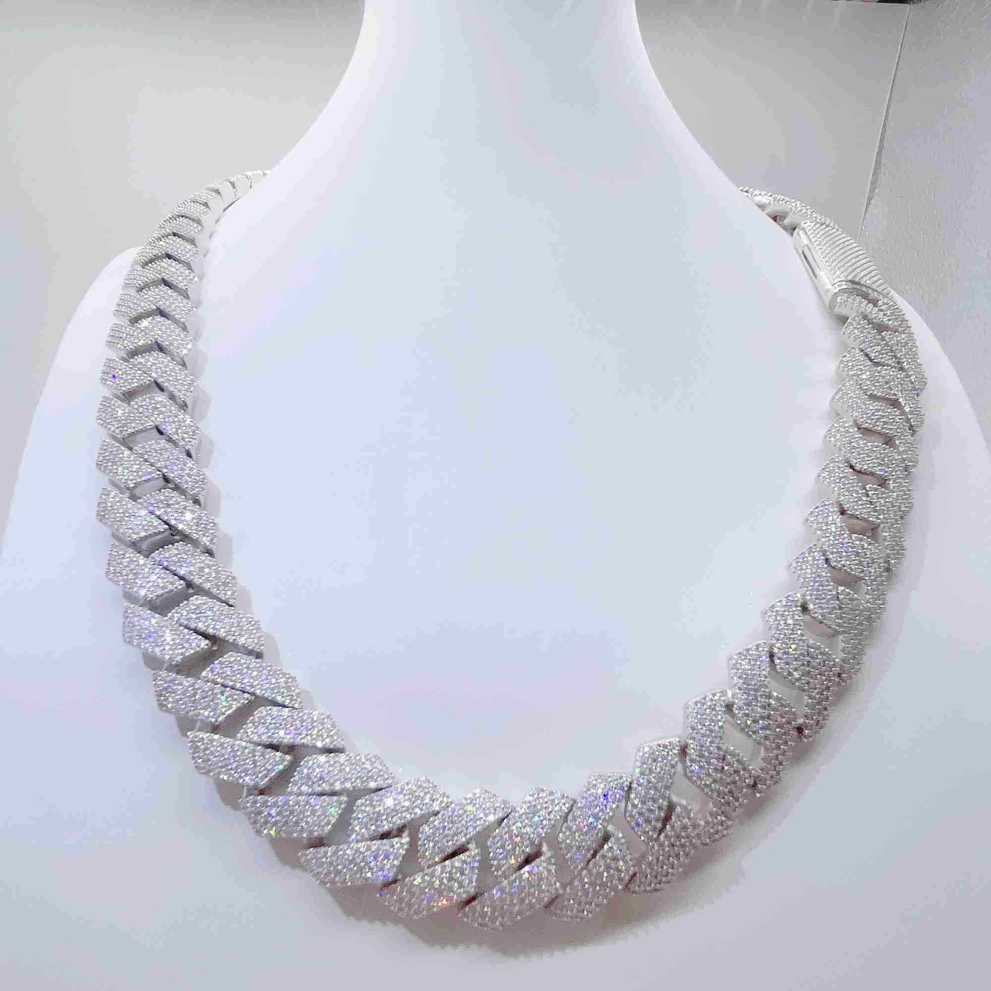 Wholesale VVS Moissanite Iced Chain for Men 13mm-22mm Wide 925 Solid Silver Gold Plated Diamond Rapper Necklace Cuban Link Chain