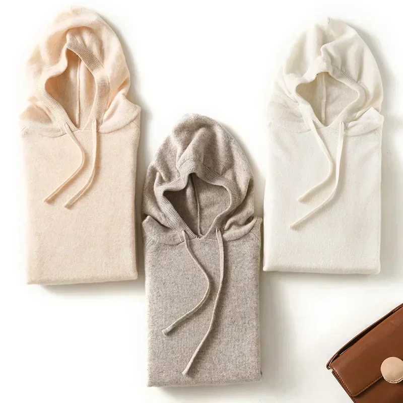 Womens Autumn and Winter New Casual Hoodies Sport Loose Hooded Knitted Hoodie Pullover SweaterZ250918