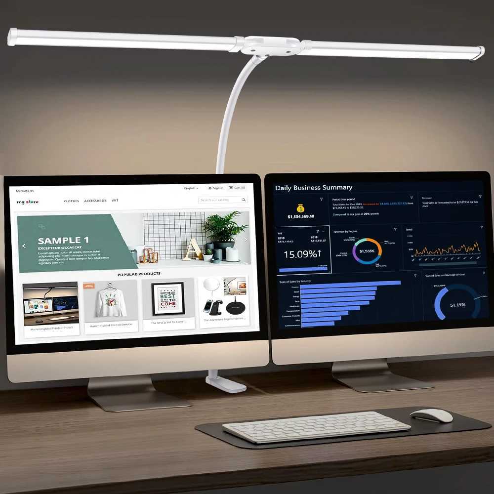 Double Headed LED Clip Type Remote Control Desk Lamp Reading Lamp Desktop Desk Lamp Architectural Desk Lamp with 5 Color Modes A C250918