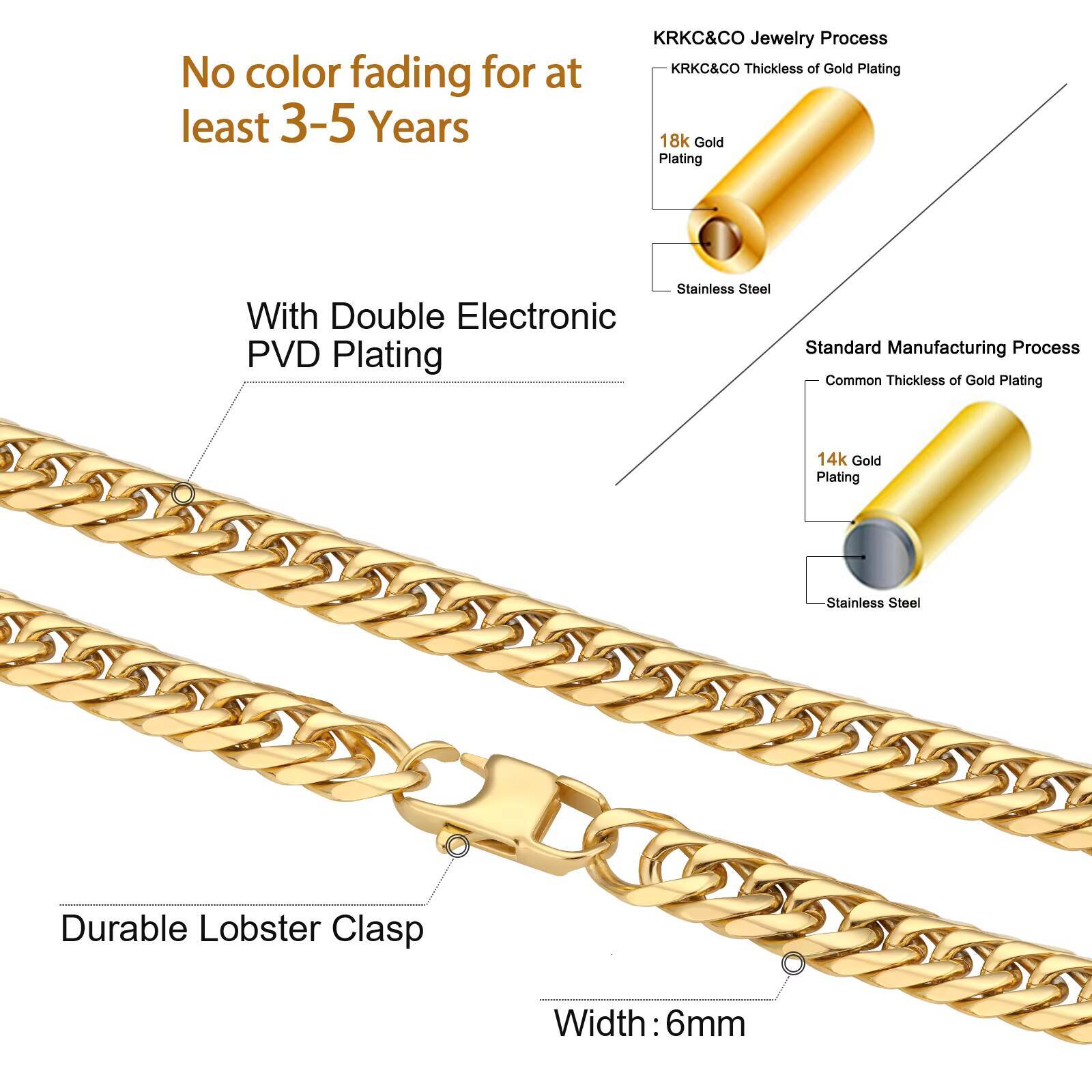 FaMoissaniteory Hip Hop Fashion Authentic Solid Sturdy Miami Cuban Chain Durable Lobster Claw Clasp Unisex Flat Curb Mens Necklace