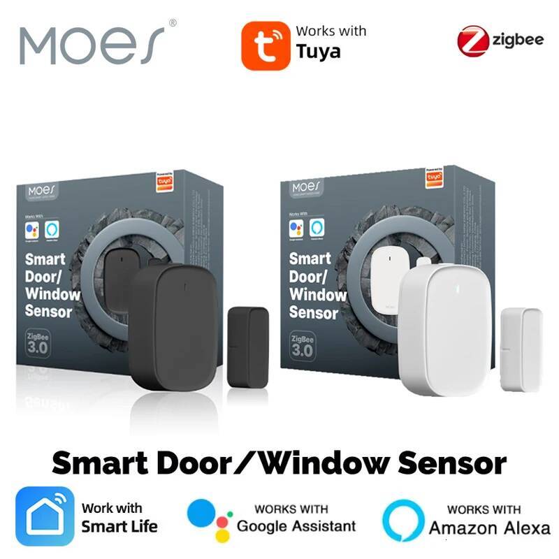 MOES Tuya Zigbee3.0 Window Door Gate Sensor Detector Security Alarm System Smart Life App For Alexa Google Home