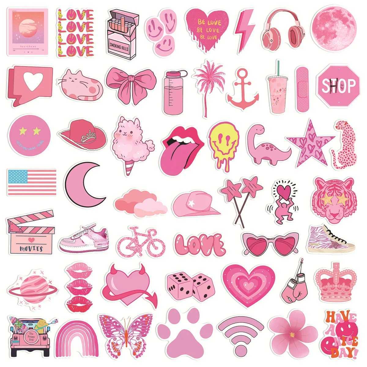 50100PCS Pink VSCO Cute Girl Stickers Aesthetic Skateboard Laptop Guitar Graffiti Luggage Sticker Waterproof Decal Toys C250918