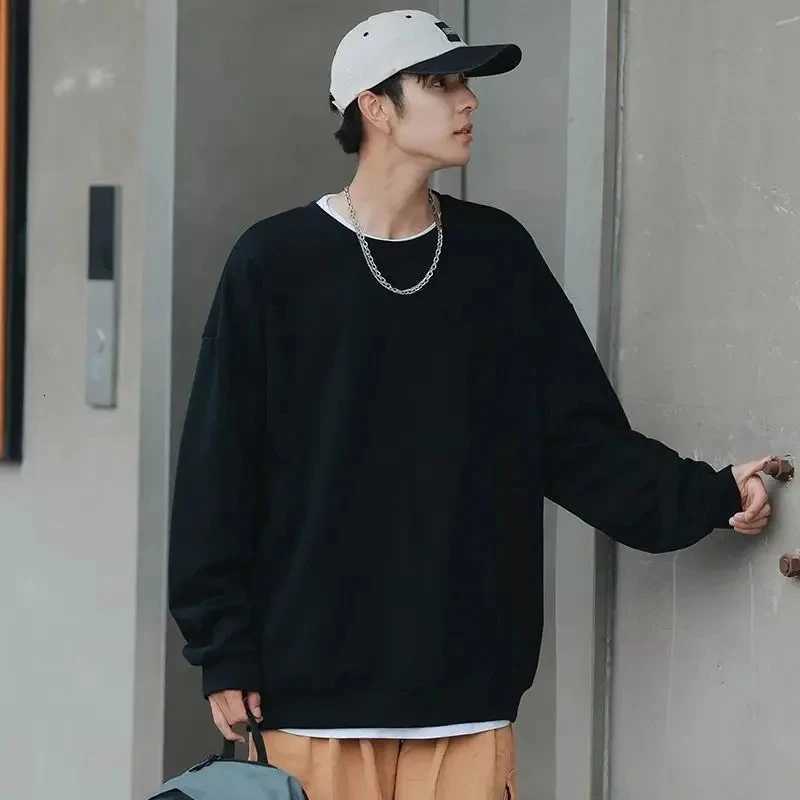 Cotton Sweatshirt Mens and Womens Autumn Solid Color Pullover New Fashion Casual Street Wear Basic Solid Color SweatshirtZ250918