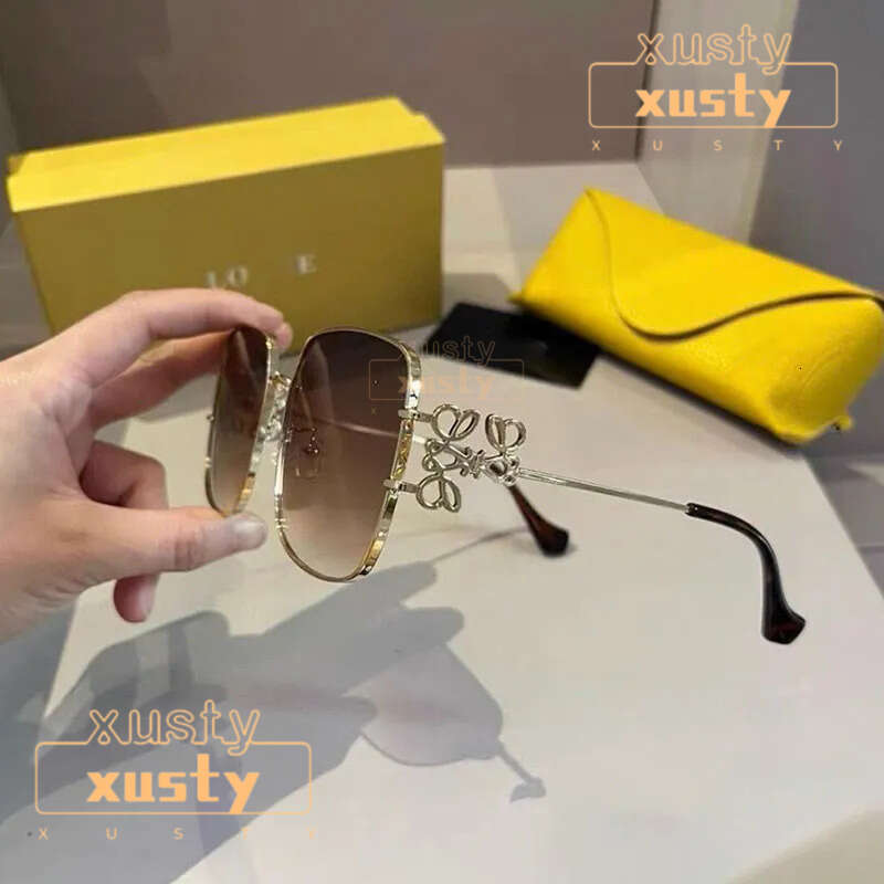 Lowely sunglass Designer Sunglasses for women Square metal Glass oversized lenses frame unique charm Driving Beach Outdoor Shades loewesunglasselys d43