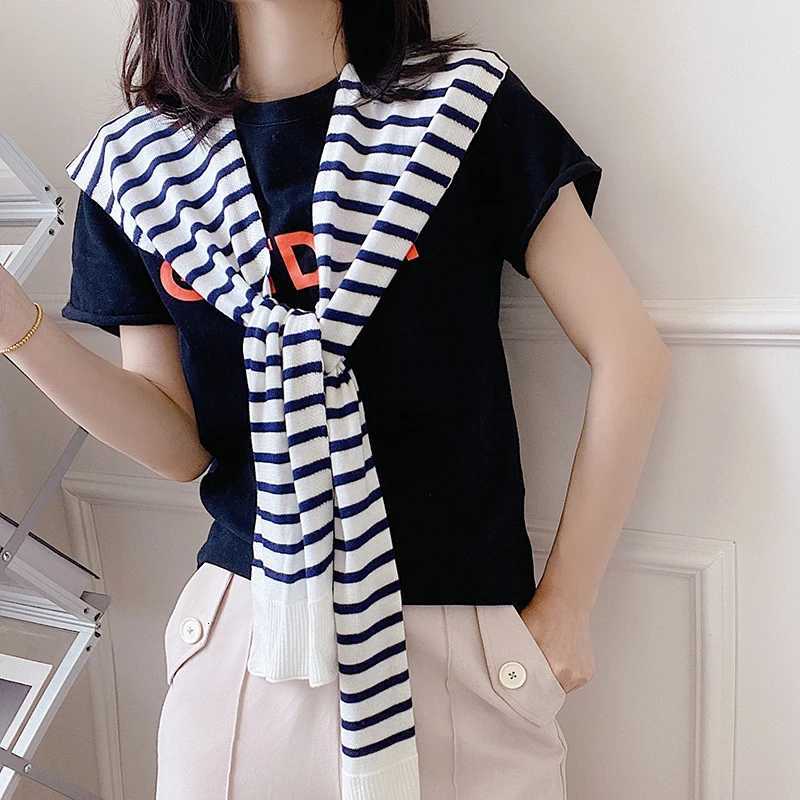 Striped Knitted oder Wr Scarf Wens Lightweight Fake Collar Ne port Spring Autumn Summer Tren Faion Accory Y250918