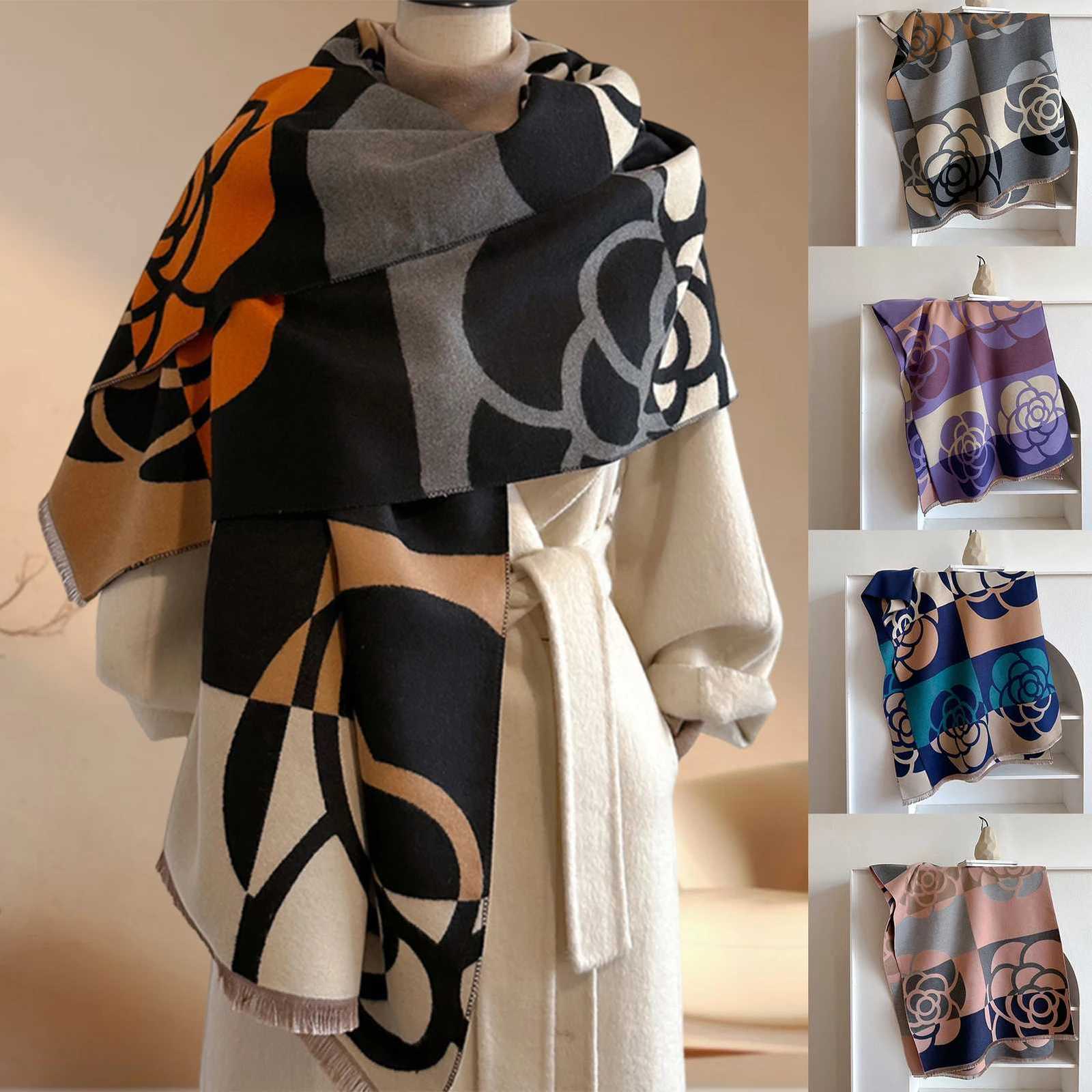 Cashmere Scarf For WenThick Warm Winter BlanketVintage Pattern Scarfser Soft Shls Wrs For Winter Autumn Y250918