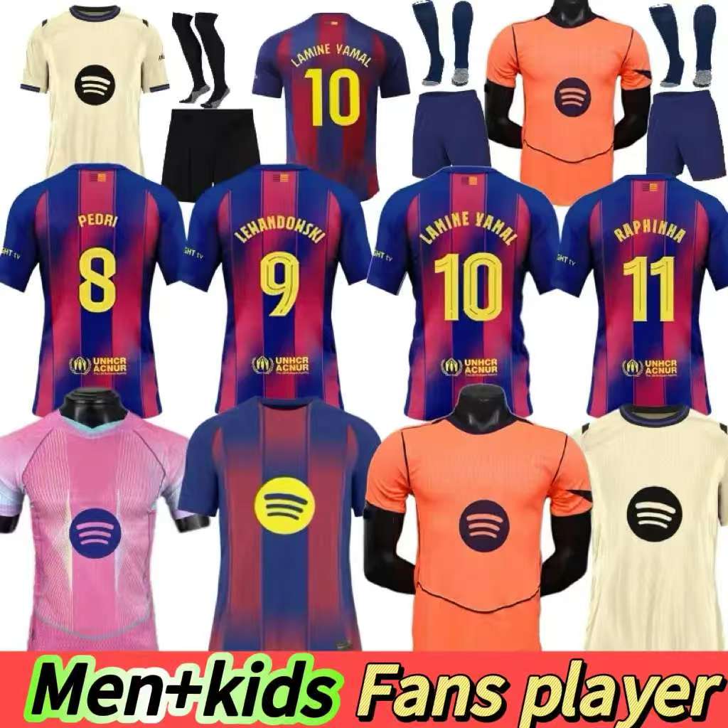 24 25 26 LAMINE YAMAL PEDRI GAVI Soccer Jersey LEWANDOWSKI FERRAN Camiseta De Football Shirt AUBA JOAO CANCELO F. DE JONG 2025 2026 ANSU FATI Football JOAO FELIX Men Kids