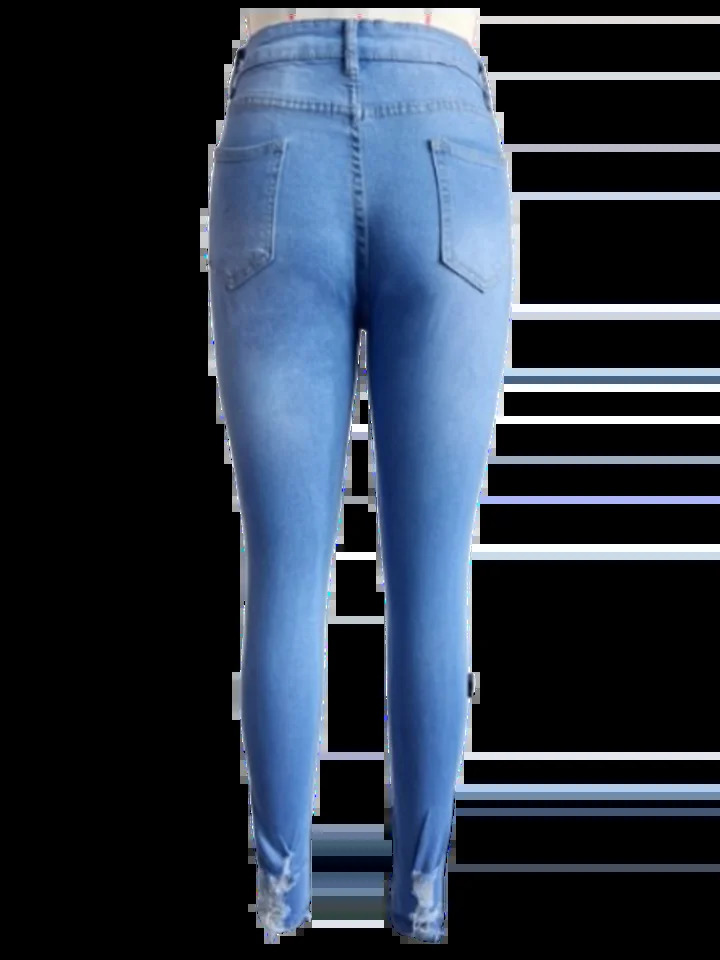 Womens Pocket Ripped Pants High Street Fashion Casual Autumn Solid Color Personalized jeans Z260313