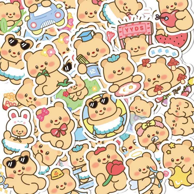 100Pcs Butter bear Cute Pattern Stickers Waterproof Vinyl Decals Computer Phone Case Bottle Decoration for Kids DIY Gifts C250918