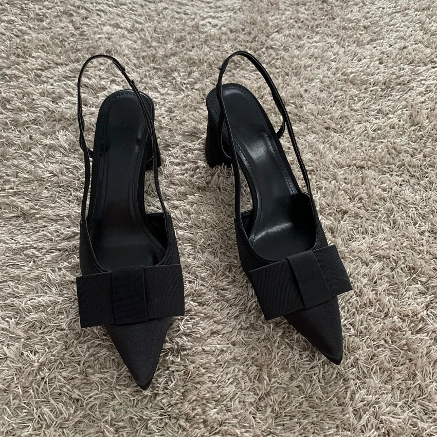 Butterflyknot Heeled Sandals Women Fashion Elegant Dress Shoes Female Pointed Toe Pumps Women Slingback High Heels 250917