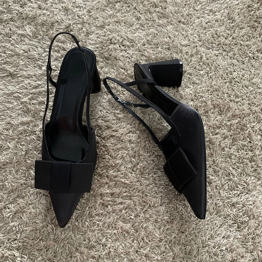 Butterflyknot Heeled Sandals Women Fashion Elegant Dress Shoes Female Pointed Toe Pumps Women Slingback High Heels 250917