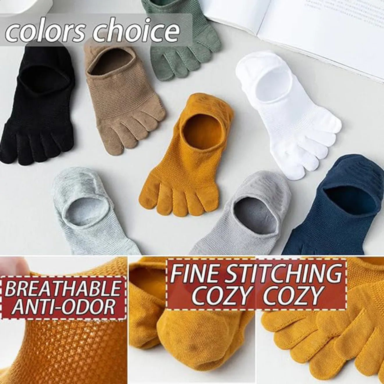 Man Slipper Toe Socks Mesh Hollow No Show Ankle Short Socks Sports SweatAbsorbing Cotton Breathable Five Finger Boat Sock 250918