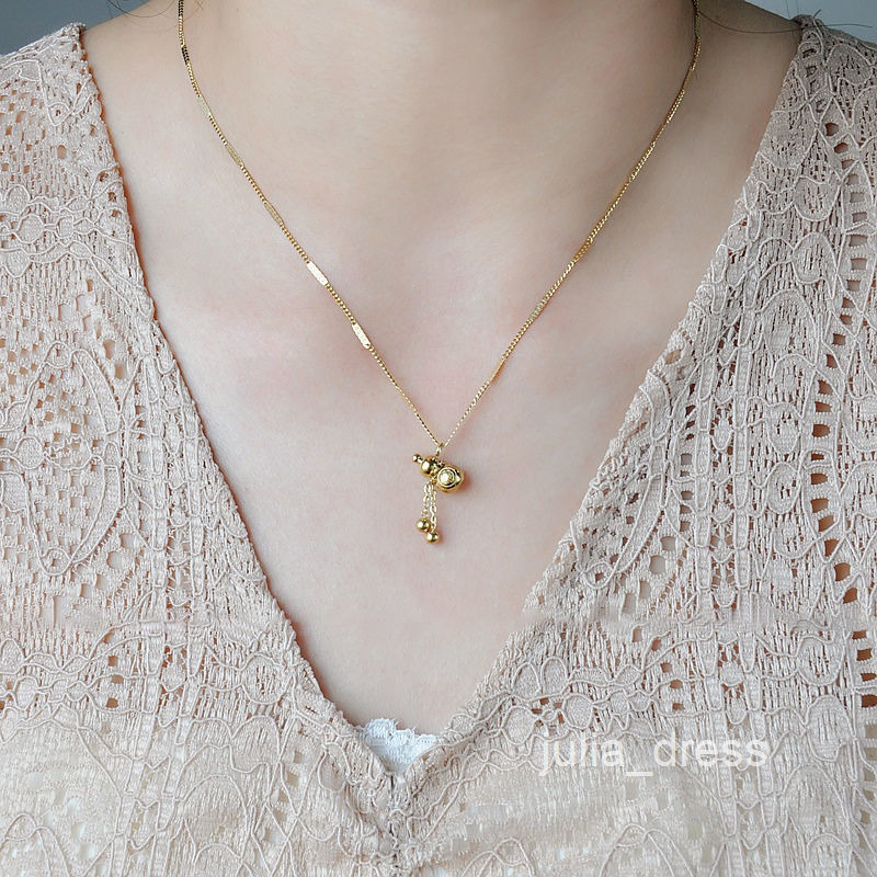 S Silver Huanmei Niche Design gold Gourd Necklace for Women Short Sweater Chain Simple Versatile Choker Ins
