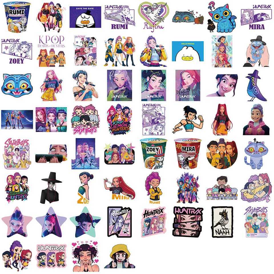 60PCS KPOP DEMON HUNTERS HUNTRX Cartoon Graffiti Stickers Phone Guitar Laptop Notebook Suitcase Waterproof Sticker Kids Toys C250918