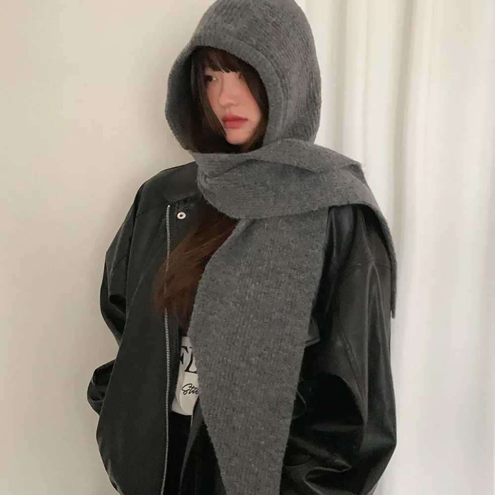 Mticolor Balaclava wens autumn and winter warm wool hat scarf integrated hooded scarf knitted hat tren Y250918