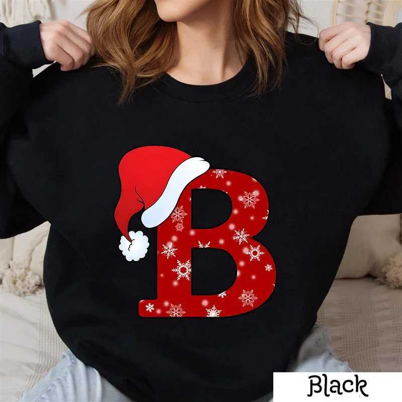 Y2K Casual Pullover AZ Christmas Print Clothes Hoodies Long SLeeves Clothing Women Fashion Hoodless Sweatshirt BlackZ250918