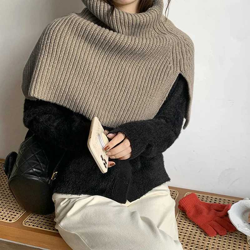 Korean Version Plian Color Ring Scarf Collar Spring And Autumn Neck High Neck Split Scarf Shl Knitted Wool Warm Neck Wr Y250918