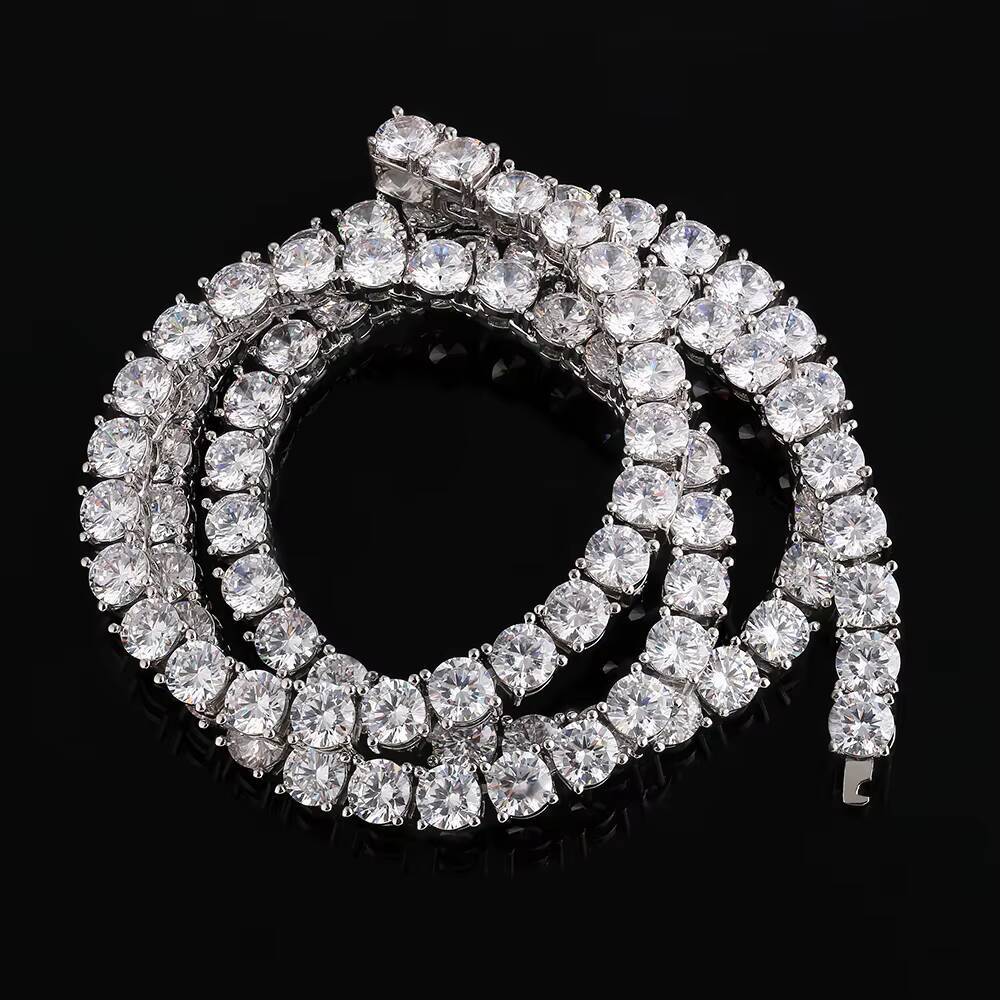 KRKC Hip Hop Jewelry Iceout Diamond Tennis Bracelet Tennis Necklace White Gold for Men and Women Fashion Jewelry