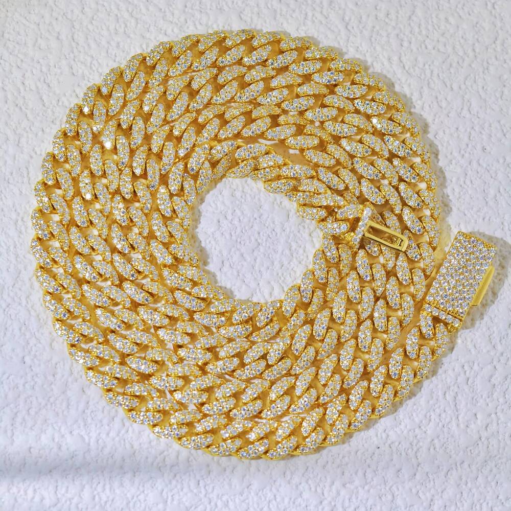 Wholesale Custom 6 8 10 mm 925 Sterling Silver Hiphop Jewelry Iced Out Moissanite Cuban Bracelet Cuban Necklace