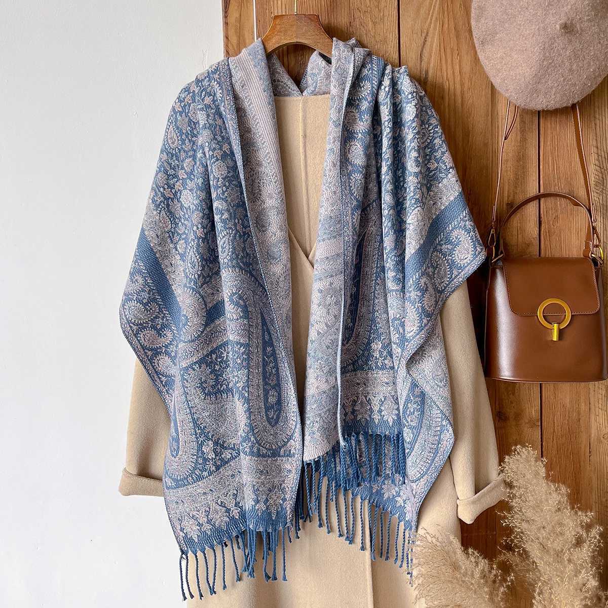 Fashion Luxury Brand Winter Poncho Scarf Wen Large Shl Hijab Foard Echarpe Ethnic Style Design La Stole Scarves Y250918