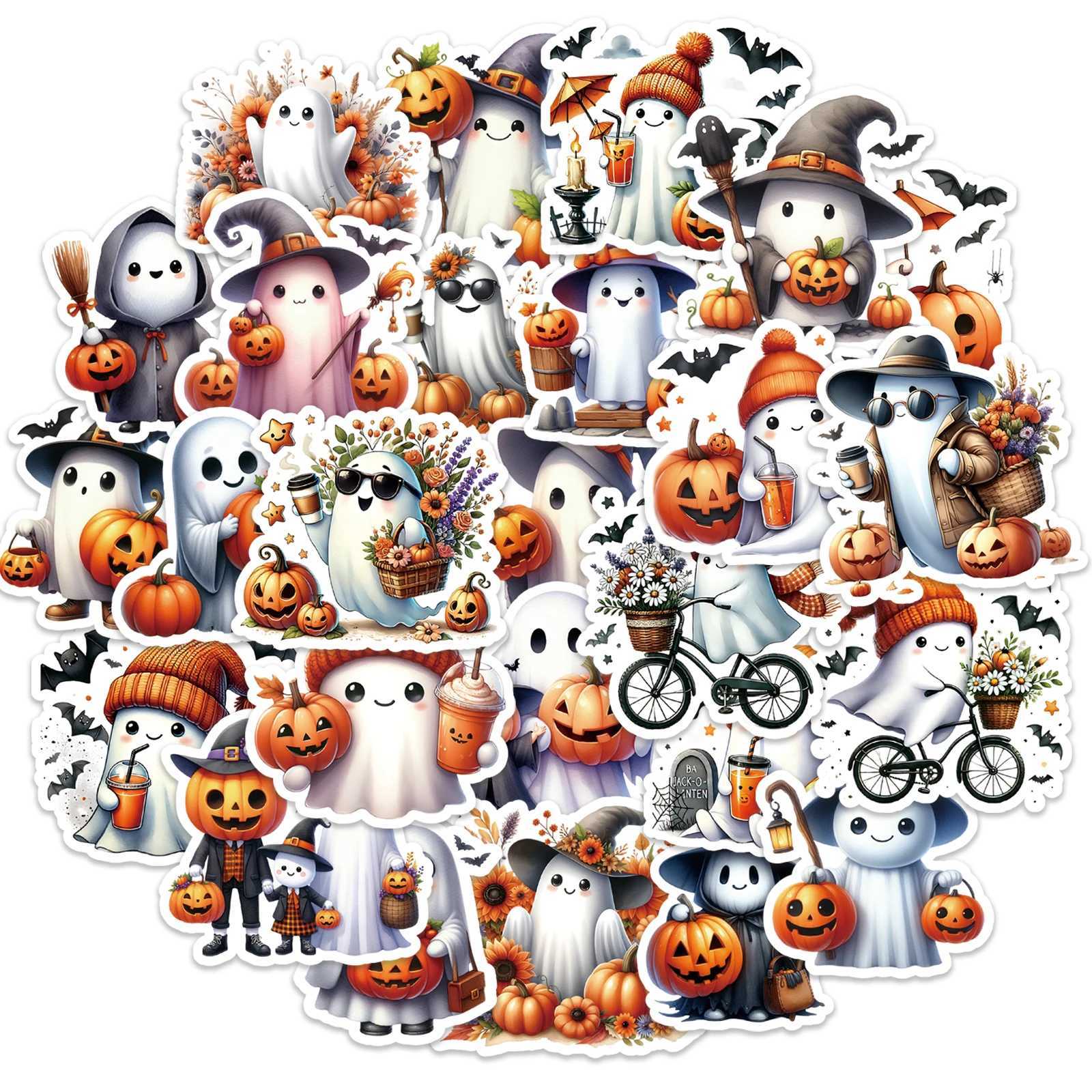 50PCS Halloween Pumpkin Ghost Stickers For Junk Journal Phone Laptop Water Bottle Decoration Sticker Toy Scrapbooking Supplies C250918