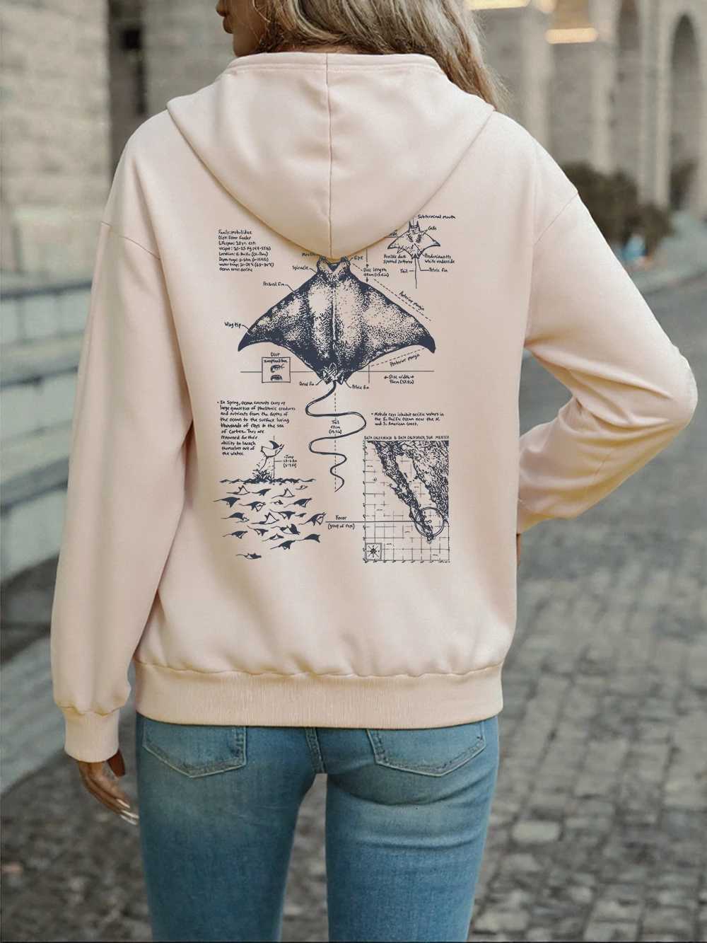 Munks Devil Ray Prints Hoodies Women Winter Fleece Warm Sweatshirts Casual Pocket Pullovers Comfortable Loose Womans ClothesZ250918