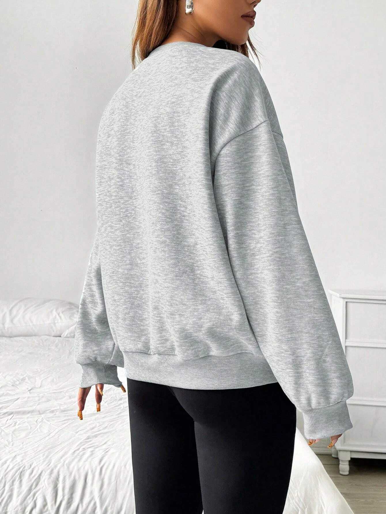 Autumn Winter Solid Womens Sweatshirts Casual Loose Comfortable Pullovers Crewneck Warm Fleece Hoodie Sporty Basic Woman ClothesZ250918