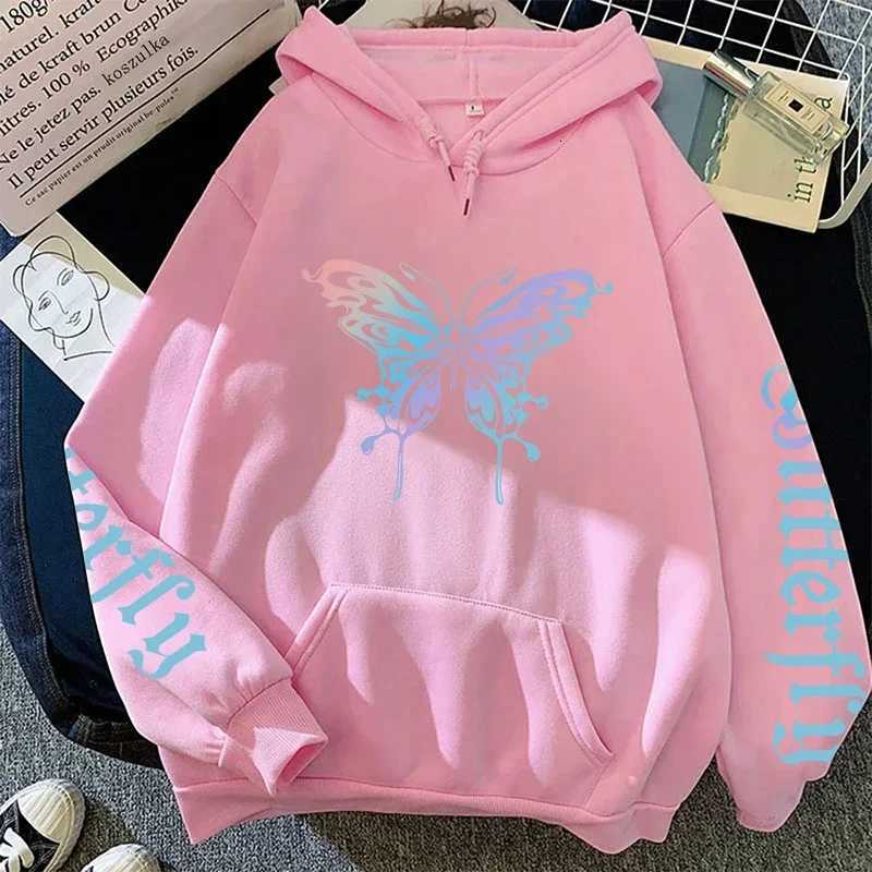2025 New Arrival Woman Butterfly Printed Hoodie All Season Daily Casual Fashion Hooded Sweatshirts Home Outdoor Comfort PulloverZ250918