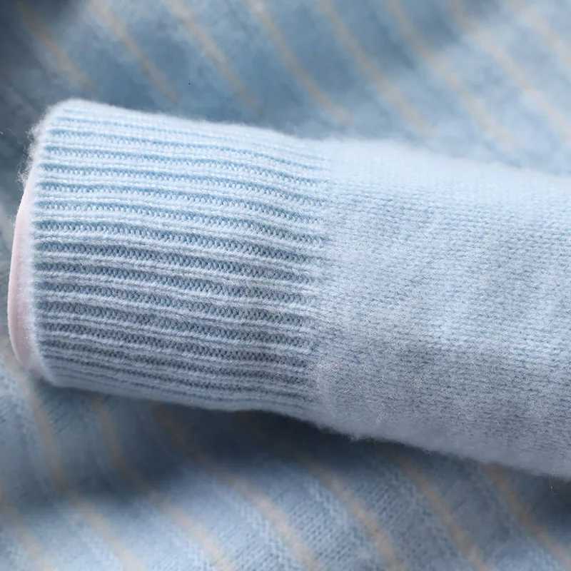 100 Merino Wool Sweater Mens Oneck Jacquard Stripe Pullover Autumn Winter Smart Casual Long Sleeve Jumper Cashmere Thick TopZ250918