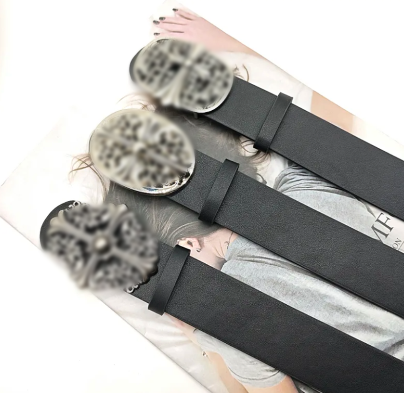 New chrome belt classic cutout men's hairstylist belt vintage trouser belt punched hole