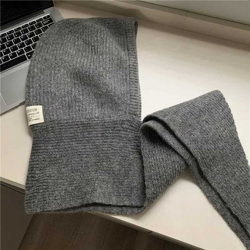 Mticolor Balaclava wens autumn and winter warm wool hat scarf integrated hooded scarf knitted hat tren Y250918