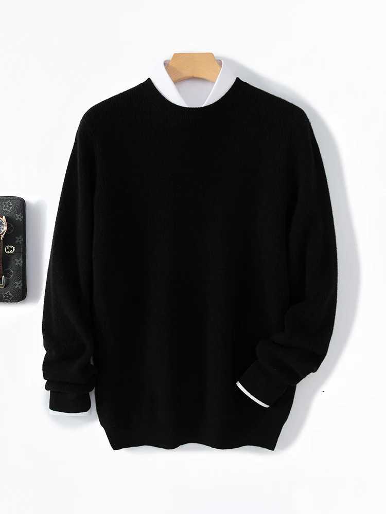 100 Pure Merino Wool Sweater Men Round Neck Pullover Tops Autumn Winter Thin Solid Color Sweater Smart Casual Basic ShirtsZ250918
