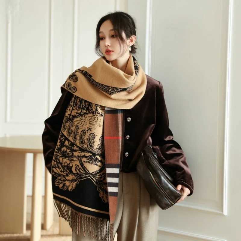 New Fashion Tower Print Winter Wens Scarf Luxury Design Double sided Cashmere Feel Scarf Tassels Warm Scarf Shl 43200cm Y250918