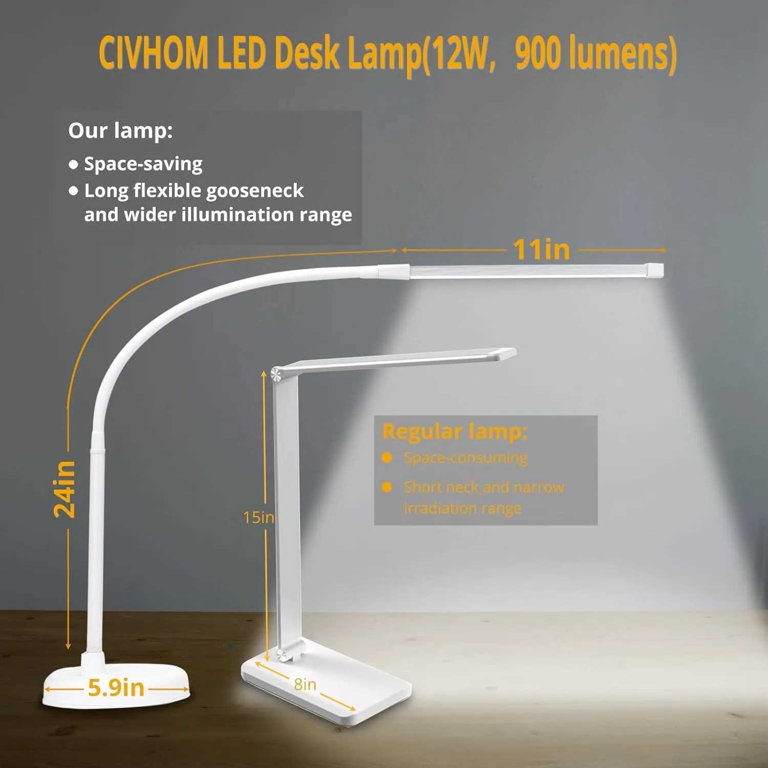 A LOOPITYS LED Desk Lamp Swing Arm Architect Task Lamp with Long Flexible Gooseneck 3 Color Modes and USB Adapter C250918