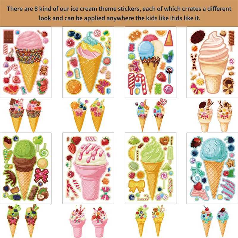 624sheets DIY Ice Stickers for Kids Creative Make Your Own Dessert Decals Puzzle Stickers ParTY Supplies Decoration Gifts C250918