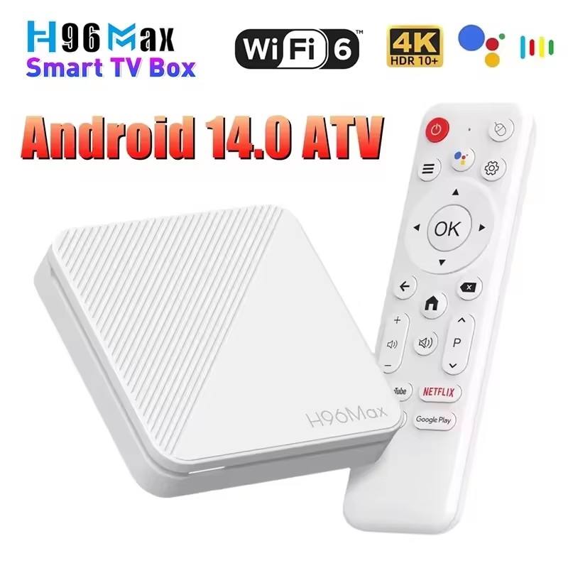 Smart TV Box Android 14 Wifi6 Set Top Box Remote Control 4K Voice Assistant Media Player 2GB+16GB Quad Core Global Media Player Google Home