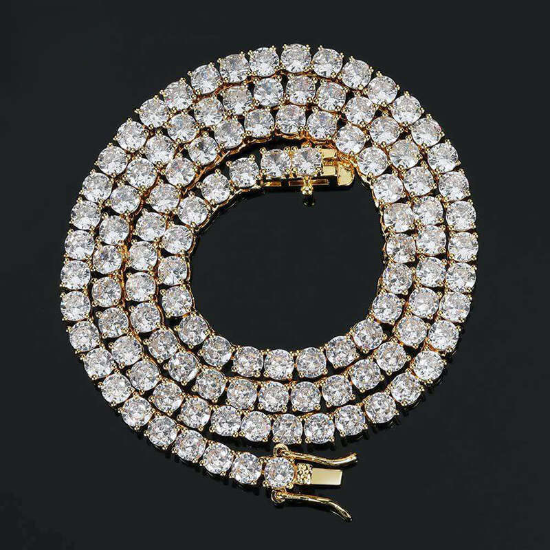 Iced Out Hip Hop Jewelry 3mm 4mm 5mm 6mm 8mm VVS Silicon Stone Chain Round Sier Tennis Ball Necklace - view 3