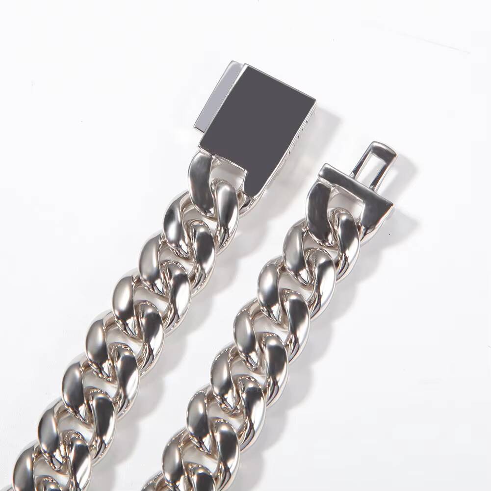 1MOQ Hip Hop 12MM Sterling Silver Soild Cuban Link Chain 925 Silver Miami Cuban Link Necklace for Men and Women