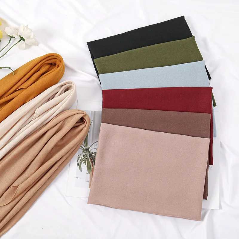 9090cm Thin Soft Square Scarves for Wen Simplicity Solid Color Cotton Linen scarf Muslim Fems Hijabs Bag Accories Y250918