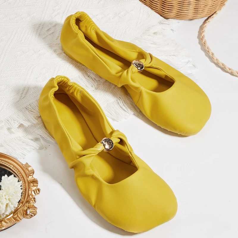 Comfort Soft Leather Ballet Flats Women Fashion Metal Decoration Mary Jane Shoes Casual Light Loafers Elegant Shallow Party Shoe W250918