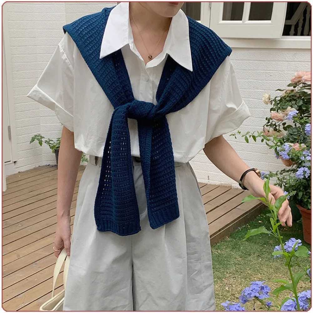 Korean Knitted Shl Winter Air Conditioning Fake Collar Neck Guard Knit Thin Knotted Ce Shoder Warm Scarf For Wen Y250918