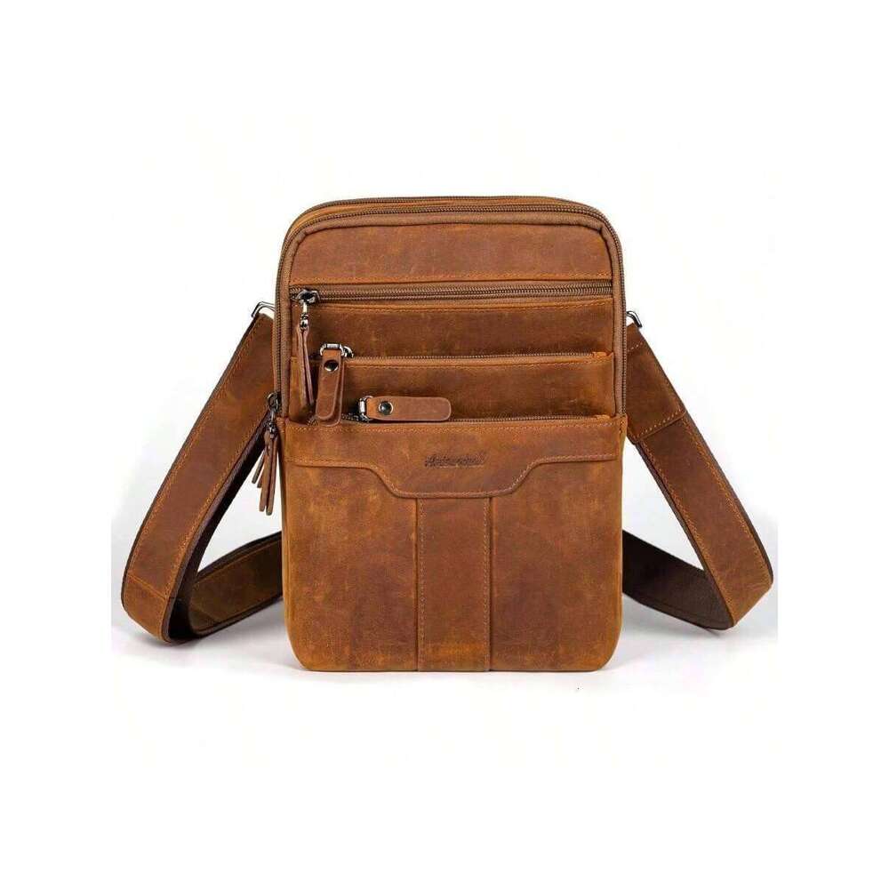 Small Leather Sling Shoulder Bag Messenger Pack Men, Man Purse