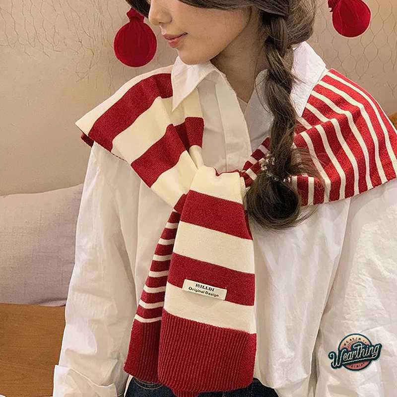 Wens Shl Knitted Striped Shl Cross Shl Blouse Shoders Fake Collar Ce Knotted Scarf For Wen Outerwear Y250918