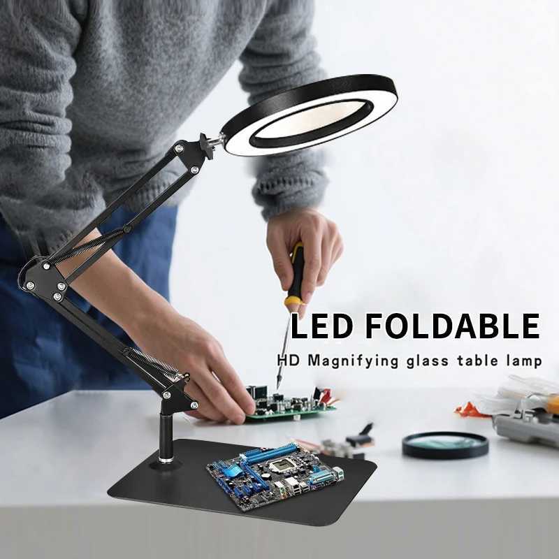 Foldable Portable Magnifying Glass Lamp Eye Protection Reading Learning Table Lamp Repair Makeup Beauty Nail Art Work Lamp C250918