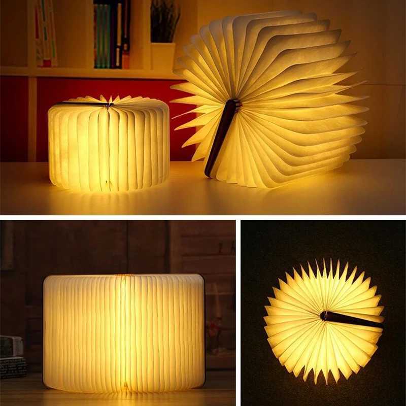 LED Wooden Book Lamp Creative USB Foldable Reading Light Children Birthday Holiday Gift Bedroom Bedside Decoration Night Light C250918