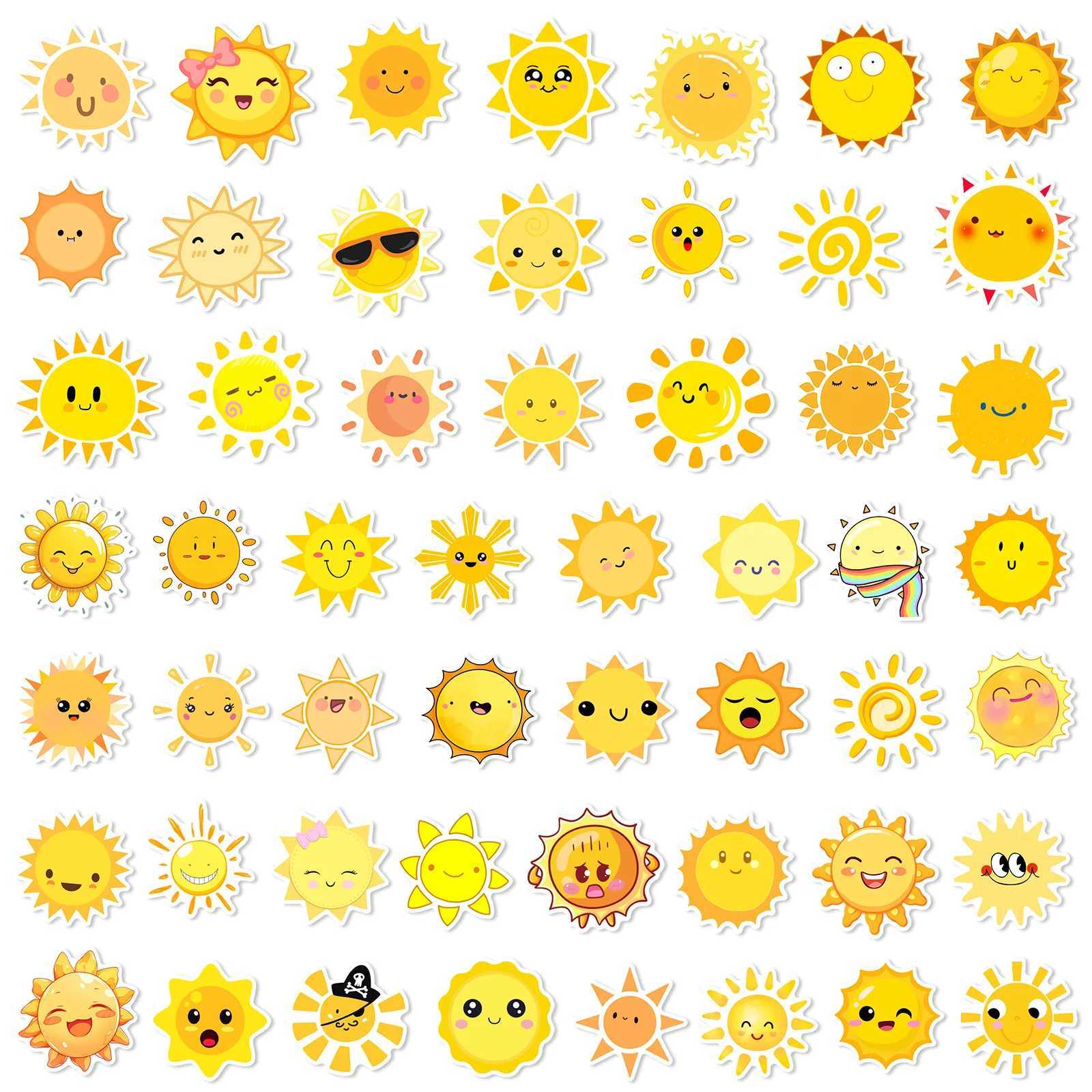 102550pcs cartoon Funny Sun Stickers Graffiti for DIY Waterproof Toy Suitcase Water Bottle Phone Laptop Decor C250918