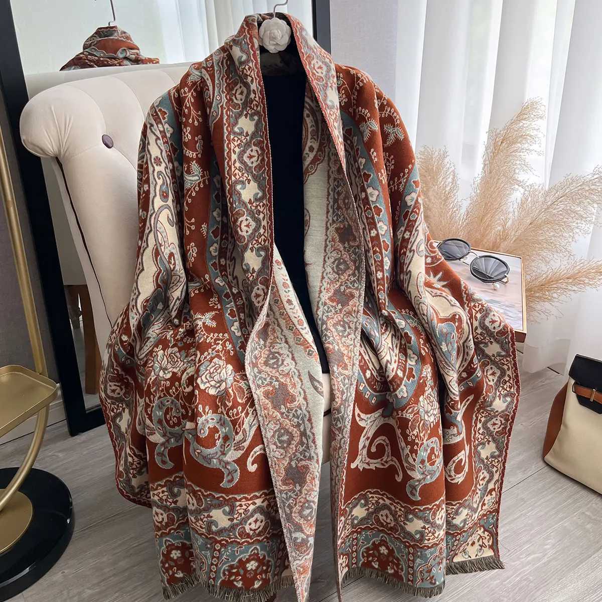 2025 Wens Winter Luxury Imitation Cashmere Paisley Scarf Shls Wrs Bufanda Hijab Travel Echarpe Warm Blanket Y250918