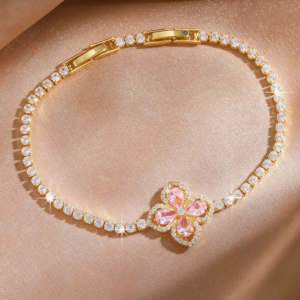 RAKOL 2025 New Ins Style Flower Inlaid Green Dia Bracelet for Women Simple Versatile Classic Jewelry ddmypluto